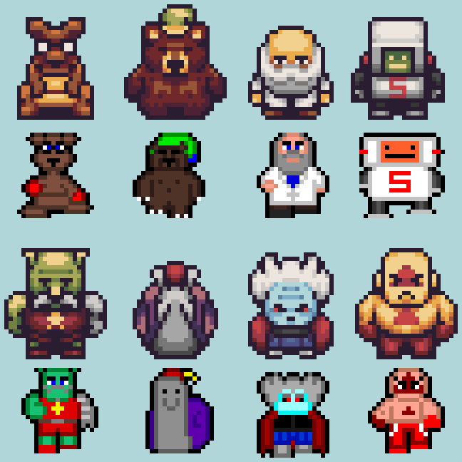 Very productive week of new sprites! Here's some before and after of the original versions!
#indiegame #indiedev #gamedev #games #pixelart #jrpg