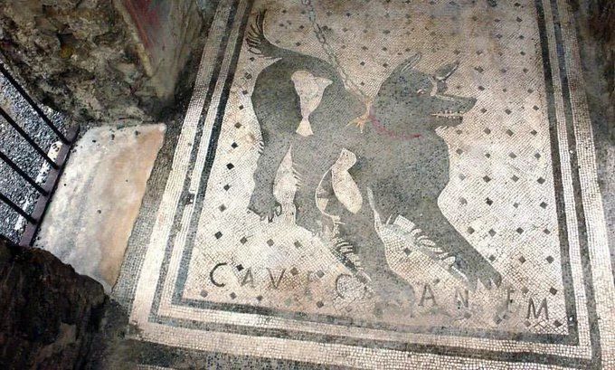 fasc1nate's tweet photo. One of the oldest ‘Beware of the Dog’ signs in the world, found in Pompeii ruins, Italy.

Photos of Pompeii show what Ancient Roman life was like
https://t.co/z4qbKcVprh https://t.co/pGgmjbVVrh