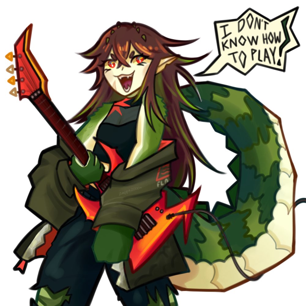 I’d like to imagine she finds a guitar at some point and pretends to be a rockstar 🎸💚 #KaiCrocArt