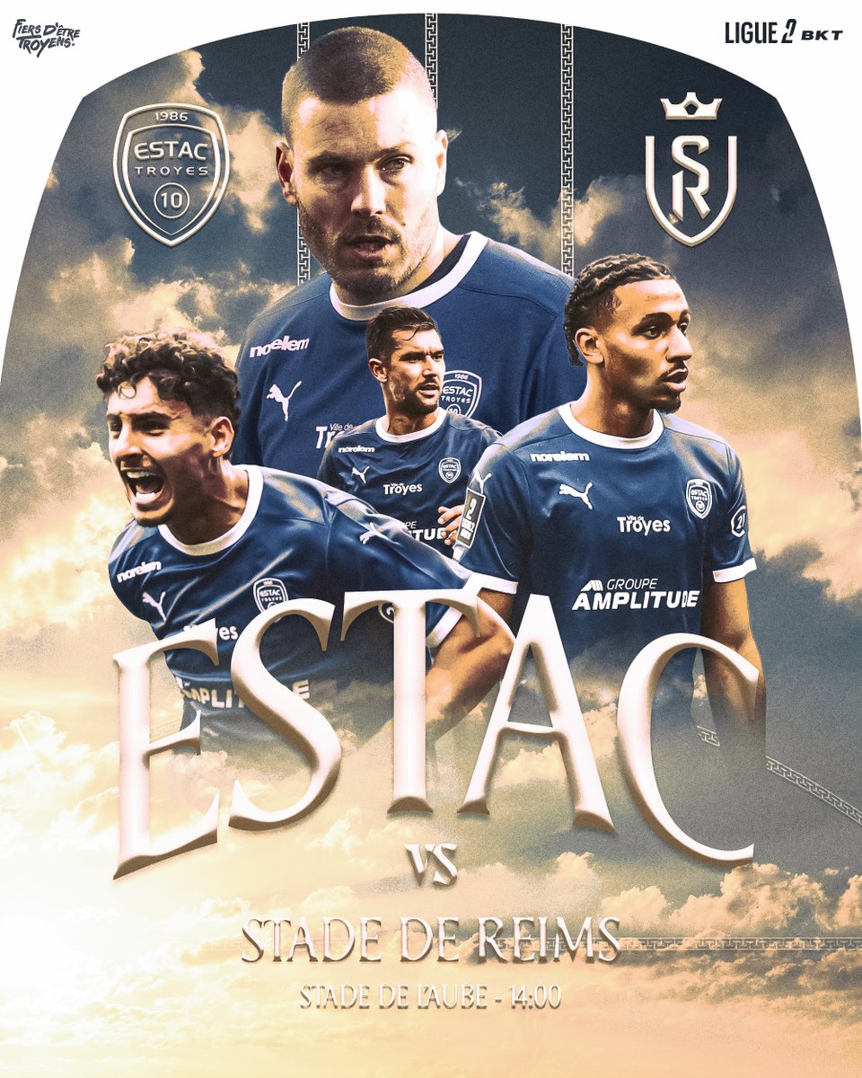 𝗝𝗼𝘂𝗿 𝗱𝗲 𝗺𝗮𝘁𝗰𝗵  💙

🏆<a href="/Ligue2BKT/">Ligue 2 BKT</a> 
🆚 <a href="/StadeDeReims/">Stade de Reims</a> 
🗓️ J19
⌚️ 14h00
🏟️ Stade de l'Aube
📺 <a href="/beinsports_FR/">beIN SPORTS</a> 
👨‍🎨 <a href="/EstacJulezz/">JULES</a> 

#ESTACSDR 🔵⚪️