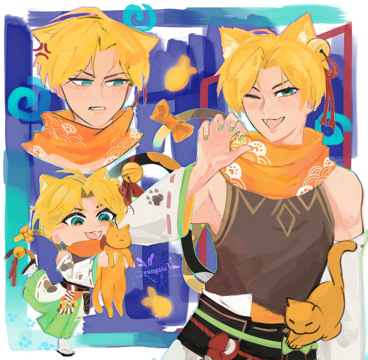 yungaiu's tweet image. raise your hand if you wanna pet the kitty cat 🐱🙋‍♀️

#obeyme #obeymesatan