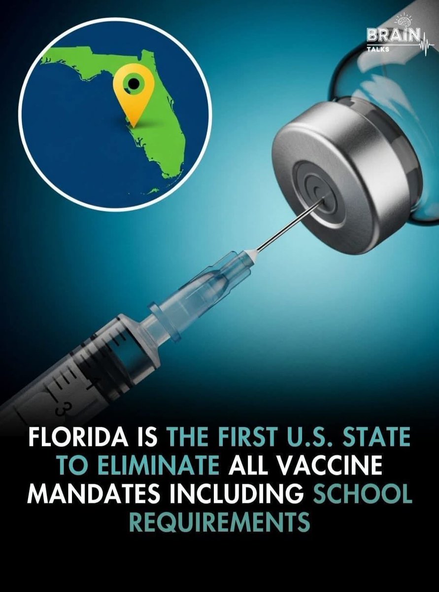 ABridgen's tweet image. Florida has become the first U.S. state to remove every single vaccine mandate, including those previously required for school attendance. The decision means no resident in the state is legally required to receive any vaccine for work, education or healthcare settings.