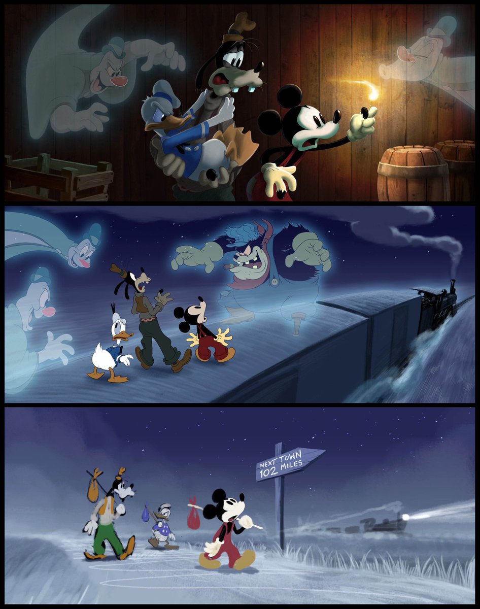 meeskahistory's tweet image. Production art for a canceled Mickey Mouse short.
