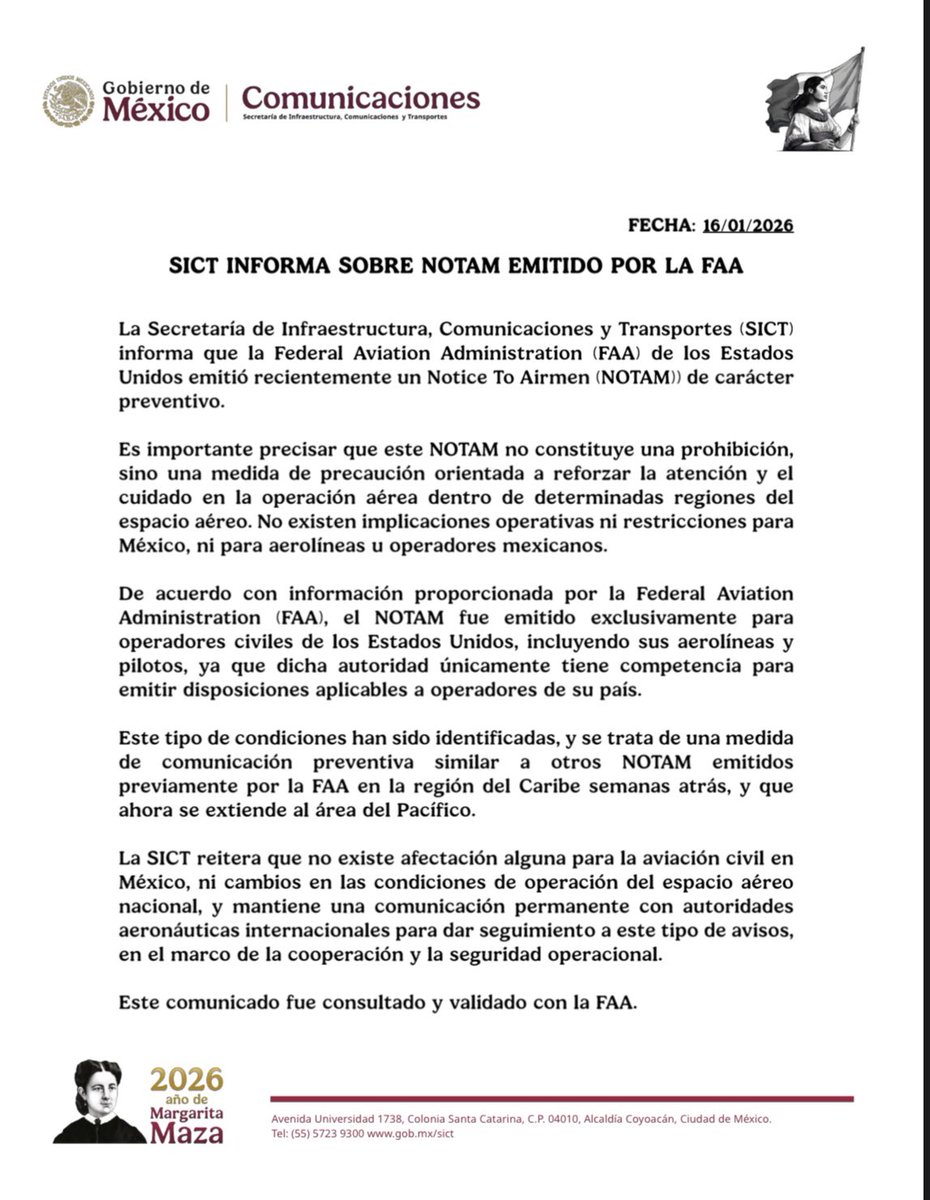 La Secretaría de Infraestructura,  Comunicaciones y Transportes informa: