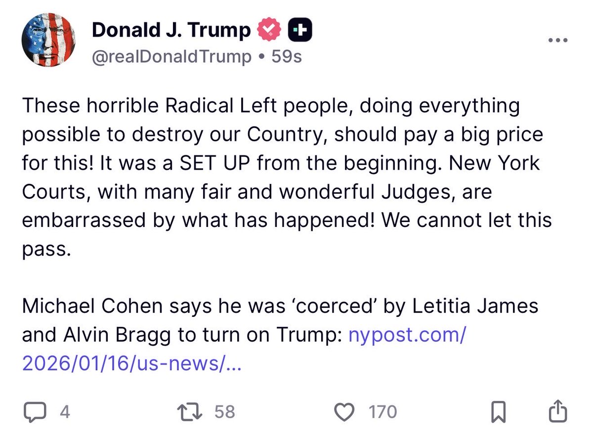MAGAVoice's tweet image. BREAKING 🚨 Donald Trump said Michael Cohen said he was ‘COERCED’ by Letitia James and Alvin Bragg

THIS IS ABSOLUTELY WILD