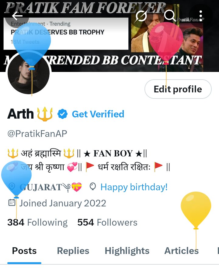 PratikFanAP's tweet photo. Thank you @X 😄❤️!!

#PratikSehajpal #PratikFam https://t.co/U6gywHofsS