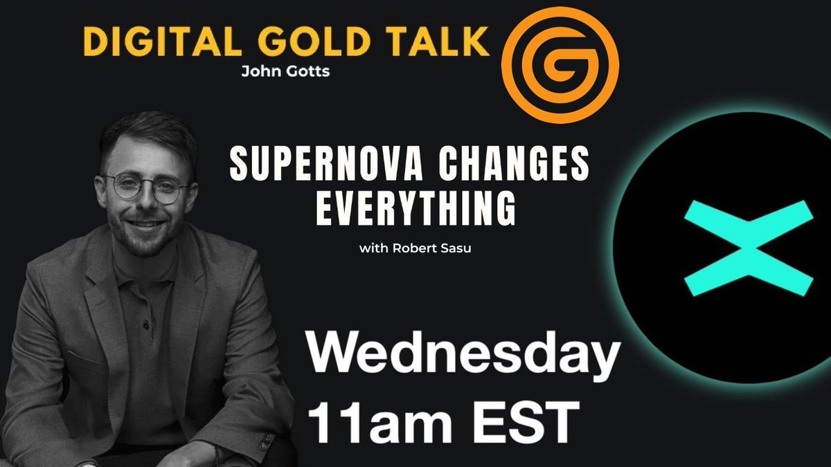 I am SUPER EXCITED to Podcast with <a href="/SasuRobert/">Robert Sasu | dev/acc</a> and chat about the latest for MultiversX on Wednesday at 11am EST. Let's all learn about SuperNova and the latest Crypto Fair Value for $EGLD. Please share this post.

WEDNESDAY 11am EASTERN STANDARD TIME <a href="/DigitalGoldTalk/">Digital Gold Talk</a>