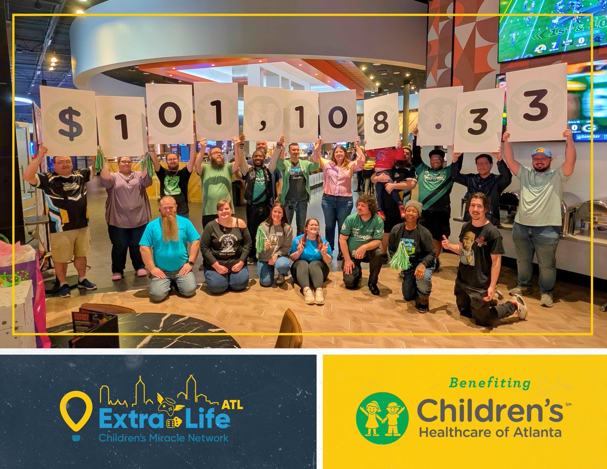ExtraLifeAtl's tweet photo. 💥 WE DID IT — $100K+ RAISED! 💥
Because of YOU, Extra Life ATL crossed six figures in 2025. That means more equipment, more services, and more support for kids who need it most.
ATL STRONG 💙
#ExtraLifeATL #ATLStrong #GiveBack #CharityGaming #CommunityImpact https://t.co/CAfkThVbNr
