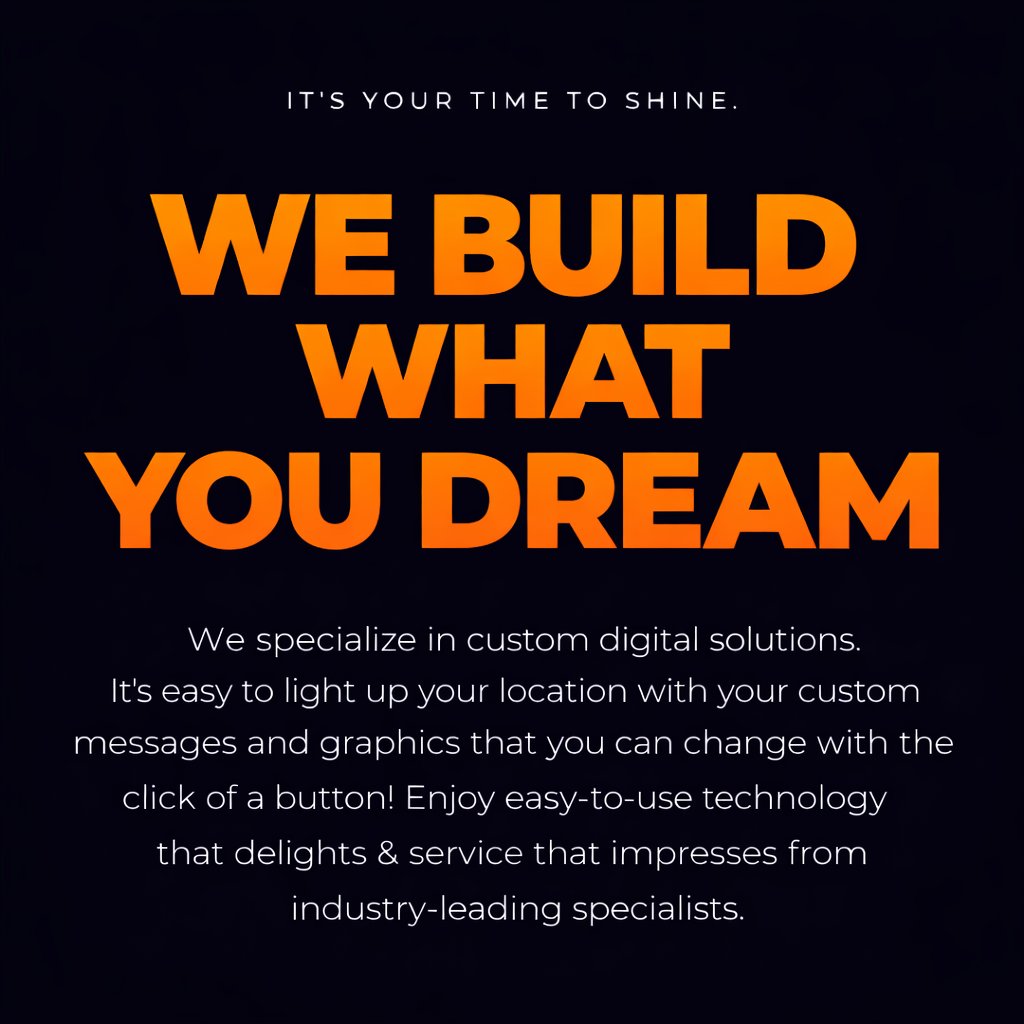PlainViewLED's tweet image. We don’t just create digital signage.
We create experiences.
From custom messages to dynamic visuals, we help your brand shine brighter with technology that’s easy to use and built to impress.
-
-
-
-
#DigitalSignage
#CustomDigital
#LEDSigns
#BusinessSignage
#BrandVisibility