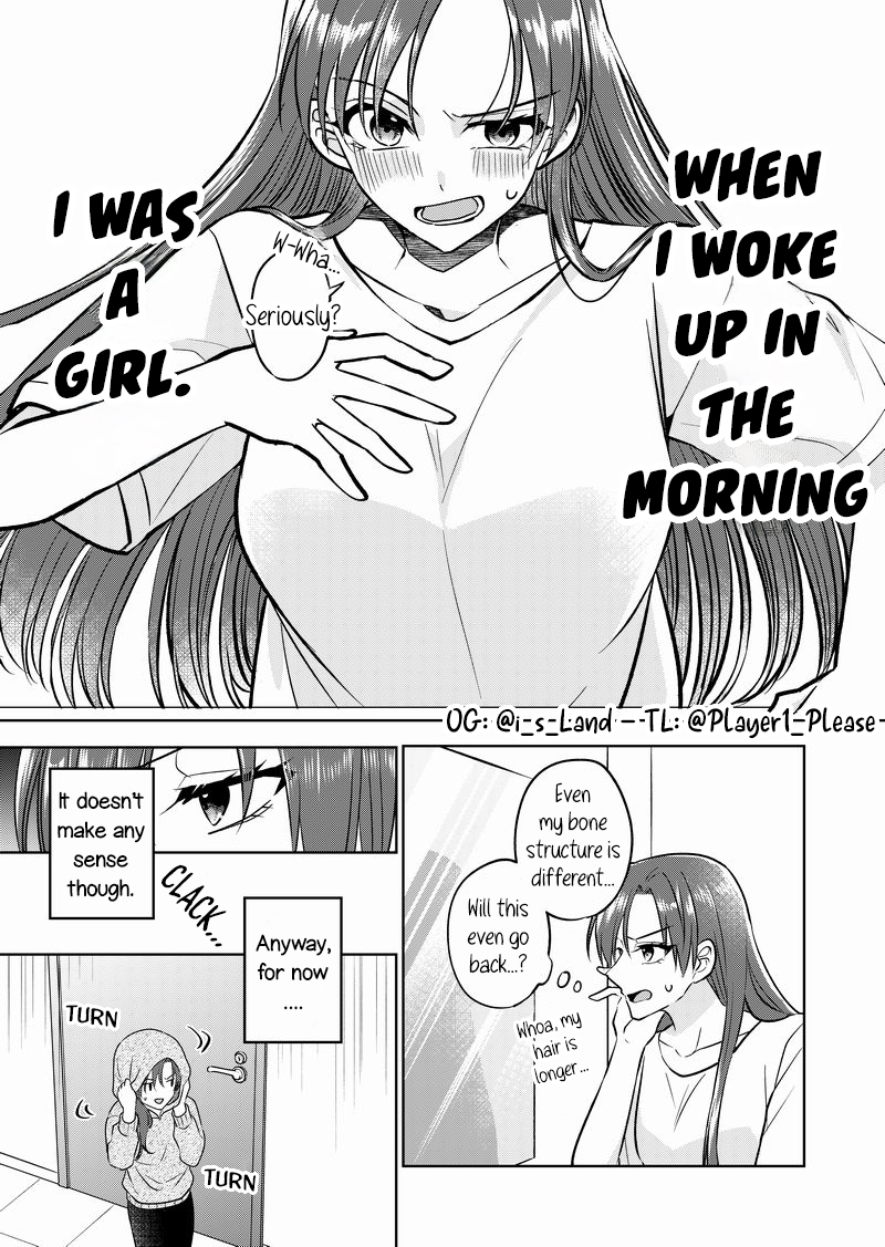 Player1_Please's tweet image. One day I suddenly turned into a girl, so I teased the plain guy in my class and somehow we ended up dating. (1/2)
Chap 1
Eng ver, please support the artist if you like their works, thank you💖