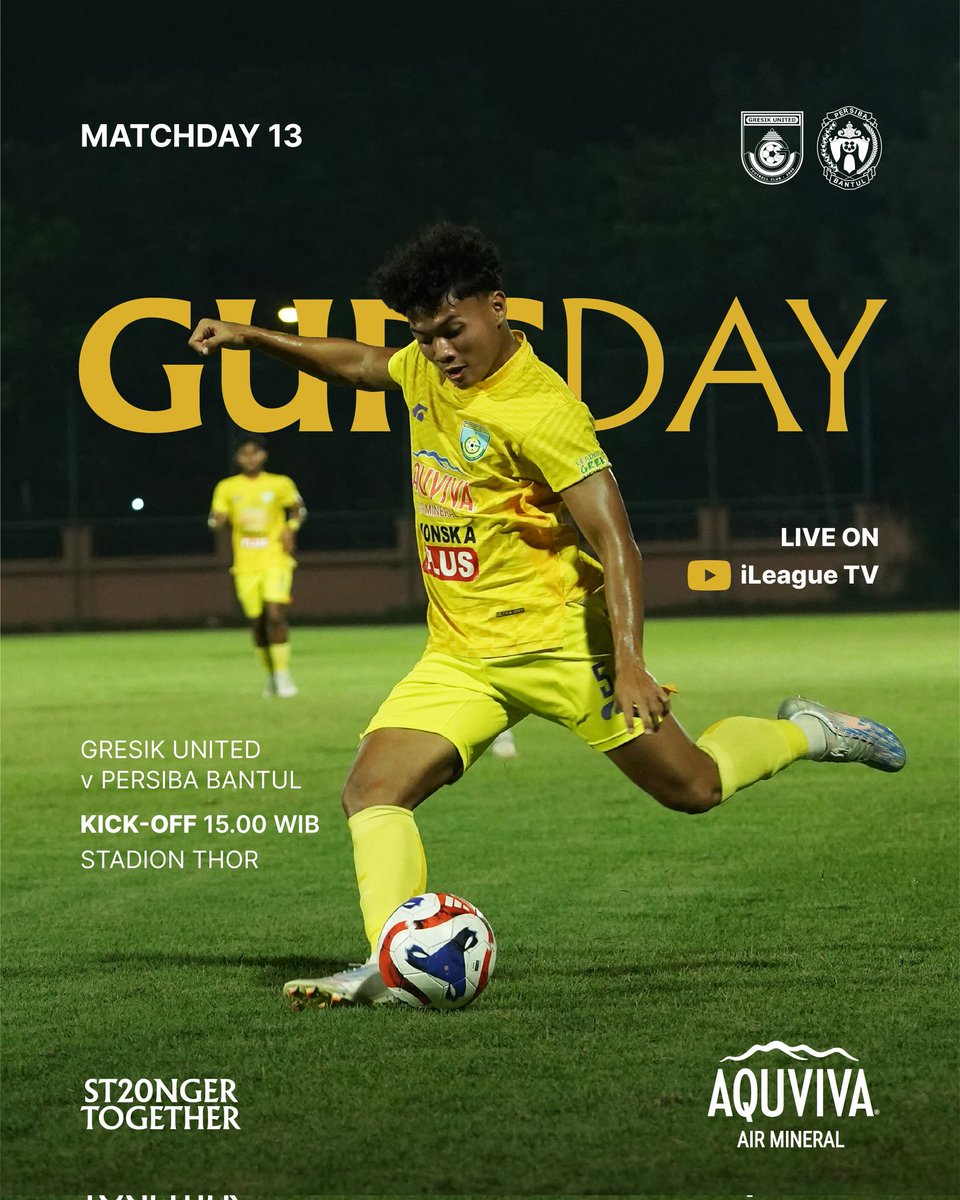 𝗚𝗿𝗲𝘀𝗶𝗸 𝗨𝗻𝗶𝘁𝗲𝗱 𝗗𝗮𝘆!

Matchday 13 Liga Nusantara 2025/26 Grup D

Gresik United v Persiba Bantul 
Sabtu, 17 Januari 2026 / Kick-Off 15.00 WIB
Stadion THOR, Surabaya 

🎥 LIVE ON YouTube iLeague TV 

#GresikUnited #LigaNusantara #GRSBTL #GresikUnitedDay