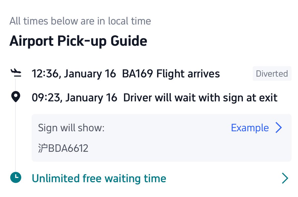 Flight got diverted due to bad weather

Our airport transfer driver waited over 4 hours for us at arrivals 🥹

Unlimited free waiting time from <a href="/Trip/">Trip.com</a> worked a treat