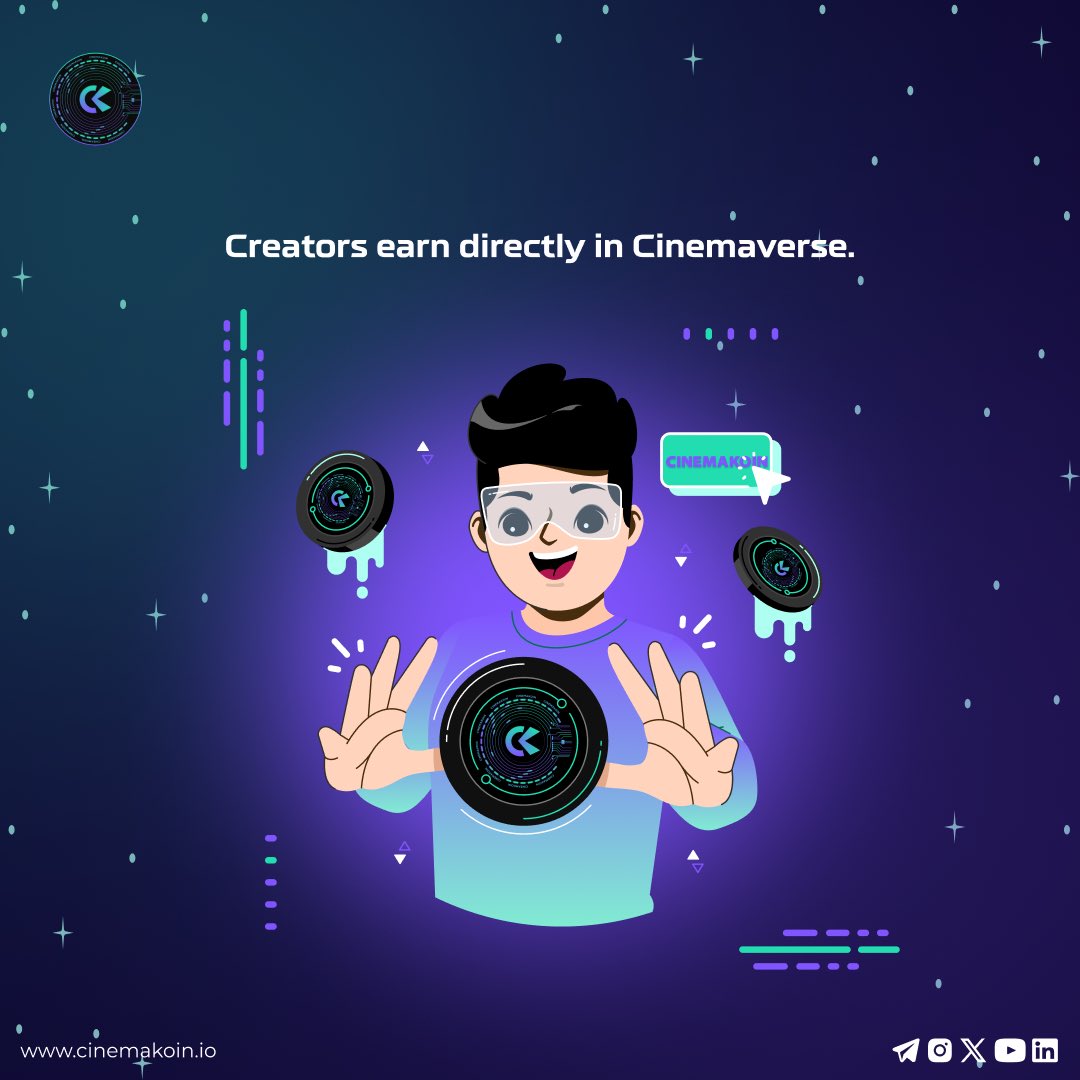 Creators connect straight with fans.

#CinemaKoin #CryptoDaily #crypto #Bitcoin #Blockchain #BTC #cryptocurrency #ethereum #nfts #ck #cswap #cinemarketplace #CryptoCommunity #CryptoNews #Metavers #DreamWorld