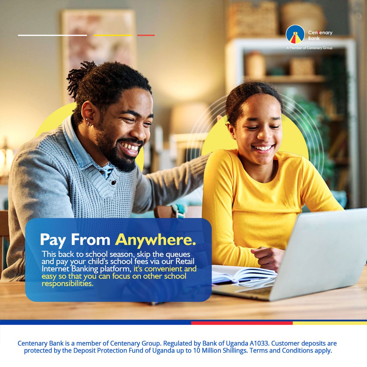 CentenaryBank's tweet image. With our revamped Retail Internet Banking, paying school fees is as easy as scrolling on your laptop.

Parents love the new, user-friendly, faster platform. No paperwork, no queues; just seamless online payments whenever you’re ready. Get started here: personal.centenarybank.co.ug/#/login…