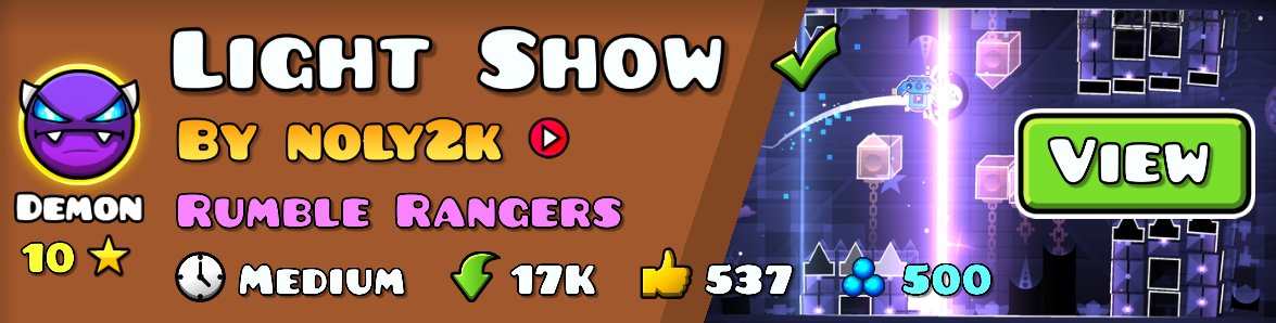 After 40+ sends the most sent level "Light Show" has been rated 

THANK YOU ALL
