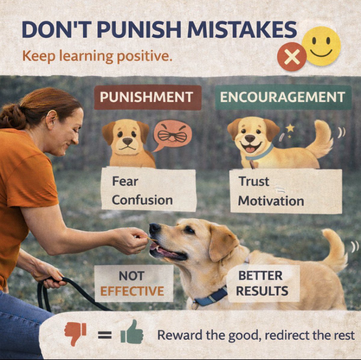 CrandonGoods's tweet image. Mistakes are part of learning. Reward the good, redirect the rest, and build trust that lasts. 🐶✨

#CrandonGoods #PositiveDogTraining #RewardNotPunish #DogTrainingTips #BuildTrust #HappyDog #DogBehavior #TrainWithLove #PetParentLife