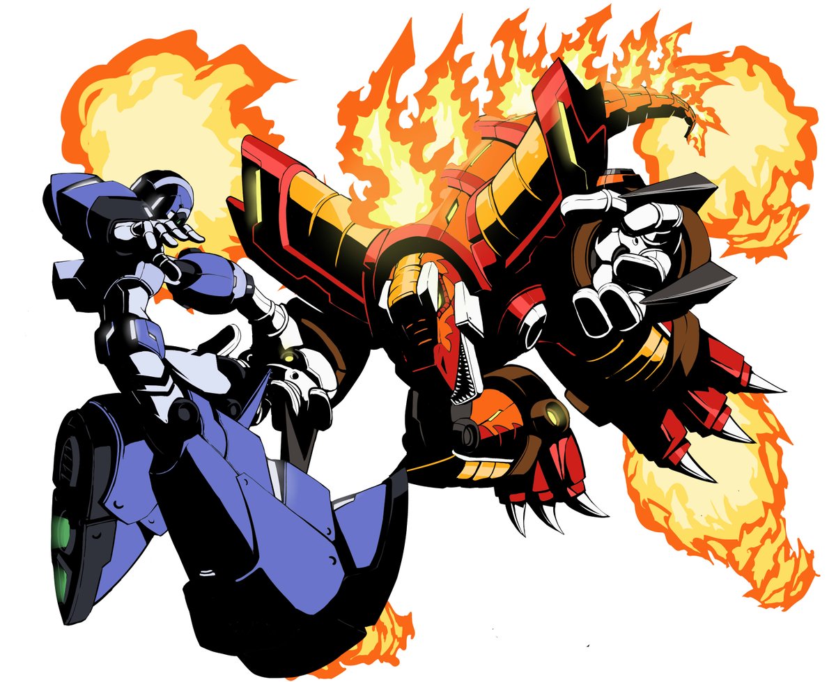 [TG噩夢系列ロックマンX5 VS バーン・ディノレックス]
聽說今天是我的偶像大TG的生日，故意扣到今天才發出來，TG生日快樂RRRRRR
#ロックマン #洛克人 #機甲 #ROCKMAN #CAPCOM #ロックマンX #洛克人X #Megaman #MegamanX #ロボット #機器人 <a href="/Ten_wong_CH/">TG講遊戲 Ten_wong</a> 
PIXIV:pixiv.net/artworks/14003…