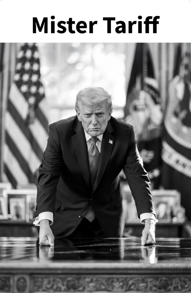 TrumpDailyPosts's tweet image. Donald J. Trump Truth Social Post 10:31 PM EST 01.16.26

President Trump posts photo of himself labeled "Mister Tariff"