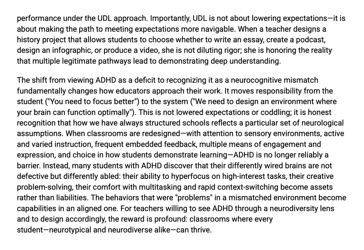 PaulSolarz's tweet image. ADHD isn't a deficit—it's a mismatch

When classrooms use active learning, immediate feedback, and flexible assessment, ADHD stops being a barrier. The problem isn't the student's brain. It's how we've designed our classrooms!

#edchat #LearnLAP #tlap #k12 #ADHD #spedchat