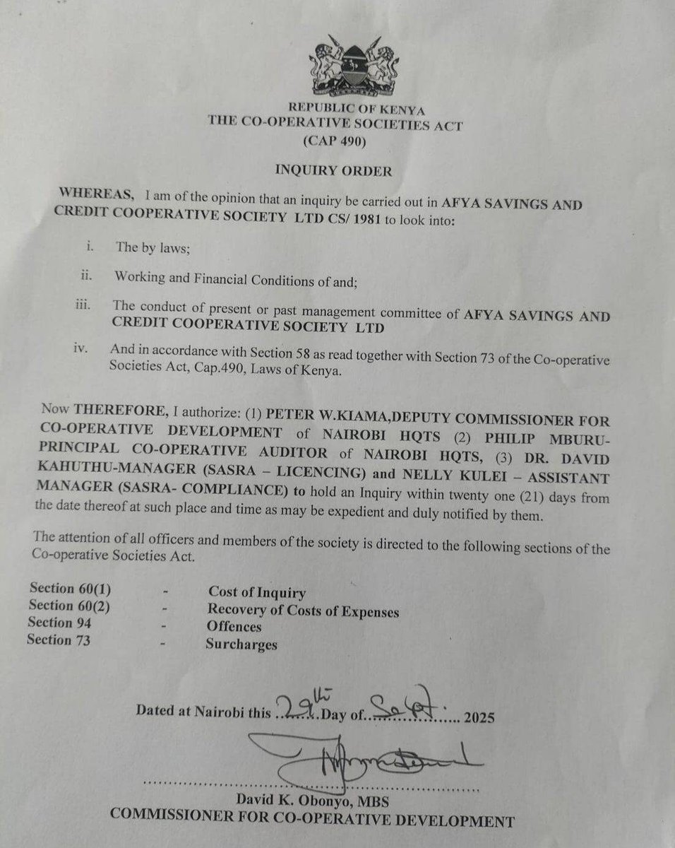 CSWGlobal's tweet photo. Afya sacco had alot of governace issues and financial challenges that are historica. From 2022 to 2023 and early 2024 things got worse.  During the said duration,  some delegates visited the commissioner of cooperative development  to seek solutions on how to revive the sacco https://t.co/DAZjz3JUb9
