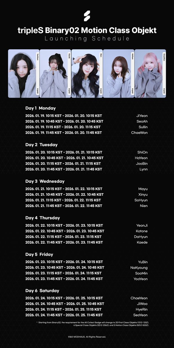 tripleS Motion Class Objekt Binary02 2nd Edition 📆 Schedule