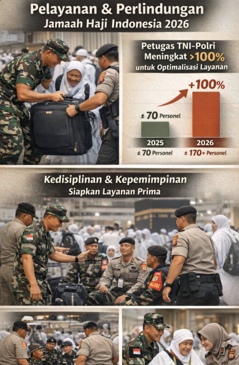 lestariwidd's tweet photo. Ayo, dukung TNI dan Polri jadi petugas haji! 💪✨ Mereka siap bantu dan jaga keamanan kita semua. Indonesia maju, yuk! 🇮🇩❤️ https://t.co/0GgDyiJkut