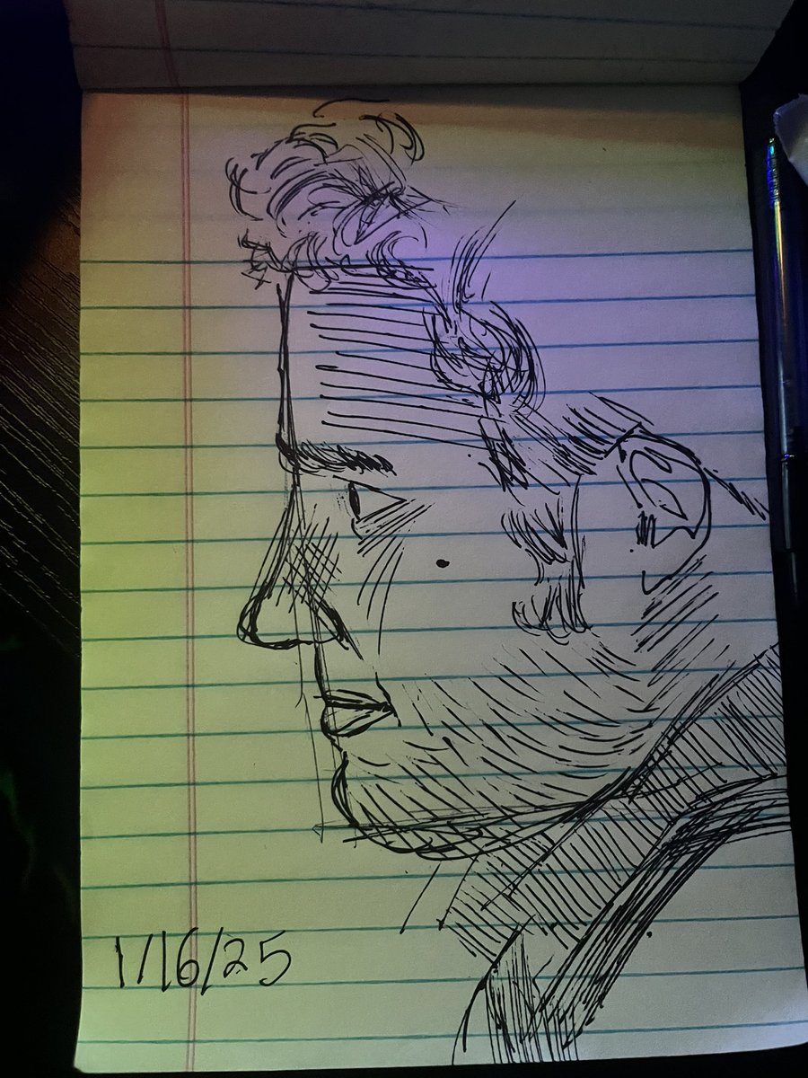 ProbablyPen's tweet image. seth rogen drawing i was making before my pen broke