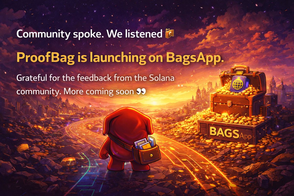 proof_bag's tweet image. We asked.
The community answered.
We listened.

ProofBag will launch its token on @BagsApp

ProofBag is about proof-first identity, real on-chain participation, and long-term alignment — not short-term narratives.

If you’re really active on Solana,
your wallet should speak…