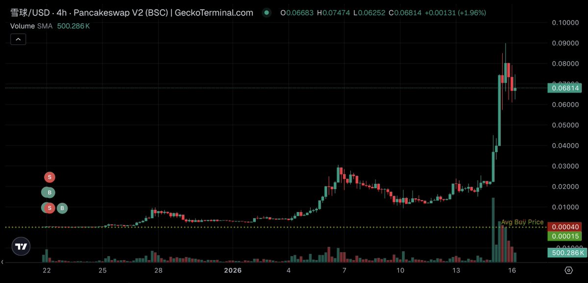 🤯 THIS TRADE IS WILD 
$1.1K into SNOWBALL turned into $500K in just 30 days.
Bought across 2 wallets → later consolidated into one.
Now sitting on ~$527K… and hasn’t sold a single token.
Conviction or madness?