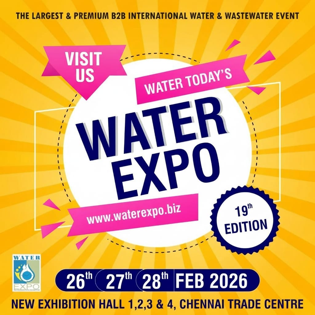 Elevate your business at the 19th Water Expo! 
Connect with leaders at this premium B2B water &amp; wastewater event.
26th-28th Feb 2026, Chennai Trade Centre 
Visit Us: zurl.co/GzFjw 
info@watertoday.org |+91 73393 79268
#WaterExpo #B2B #Chennai #WaterIndustry #Networking