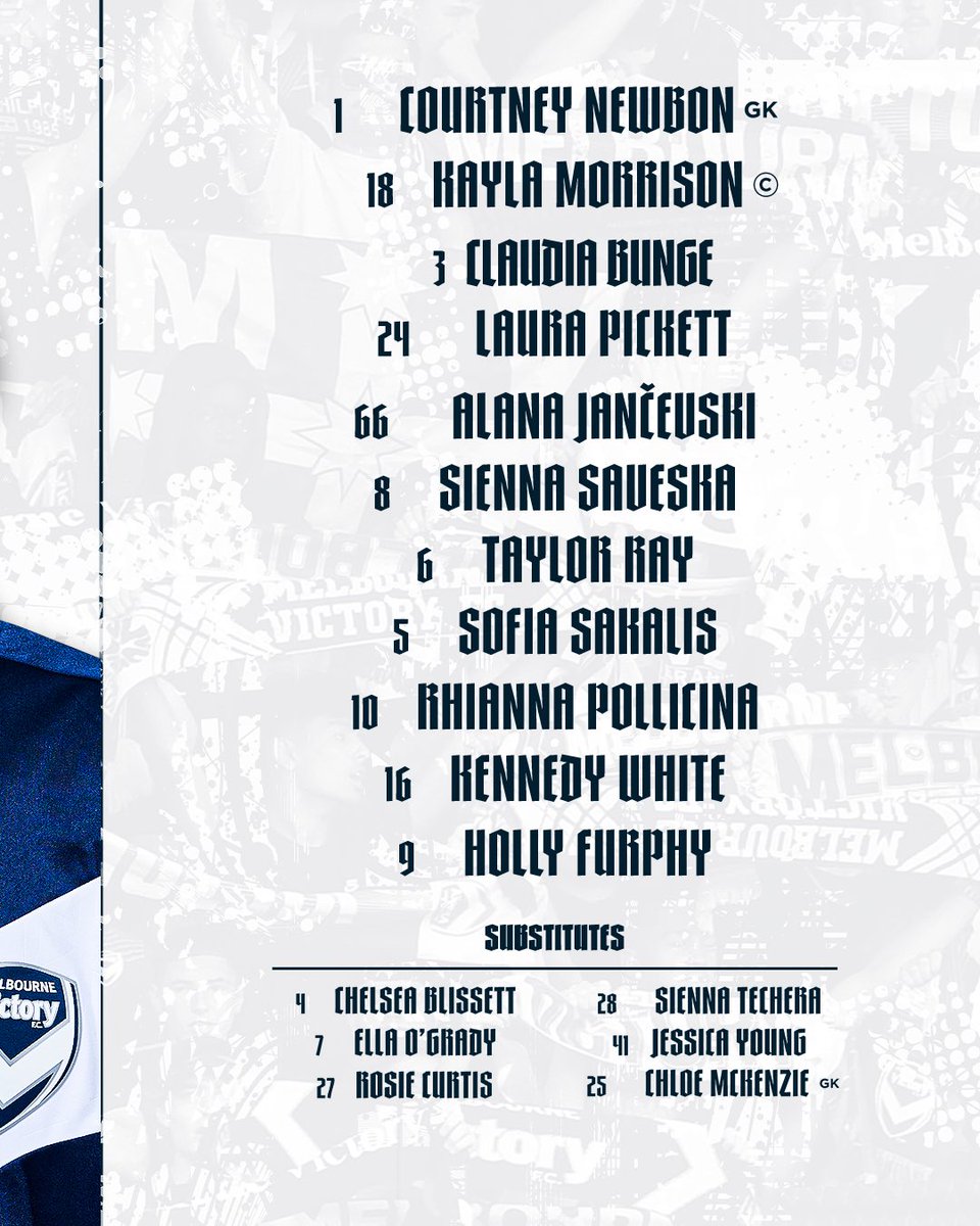 Your Victory Women’s XI to kick off the #OriginalRivalry double header 💙

🙌 Saveska makes first Victory start
👊 Young and McKenzie added to bench
👀 Going for league double over Adelaide

#ADLvMVC