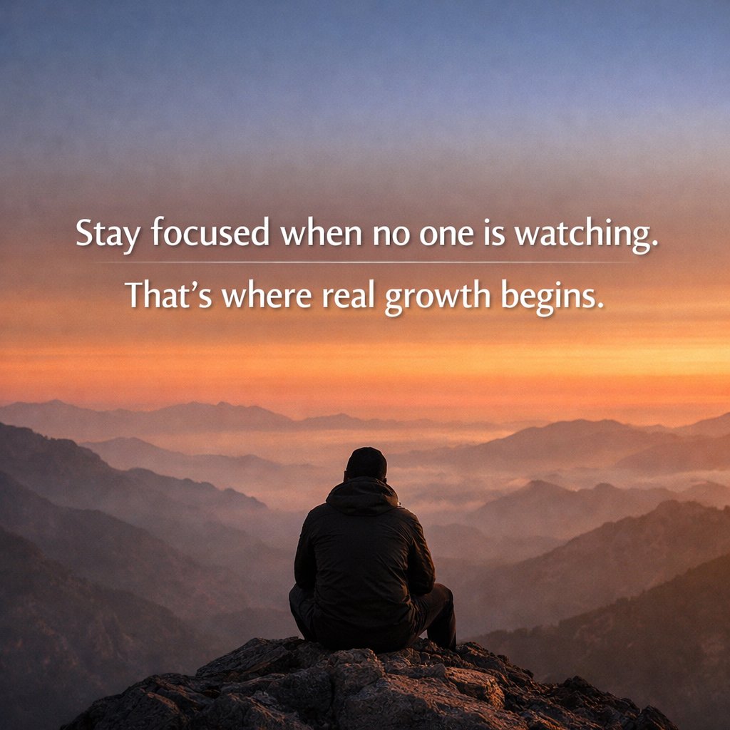 Stay focused when no one is watching.
That’s where real growth begins.