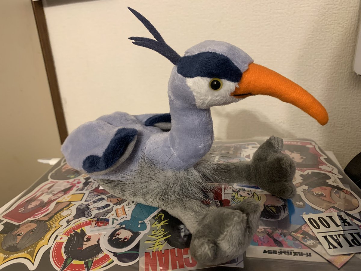 _doublebind's tweet image. 全然自立しない、アオサギのぬいぐるみ