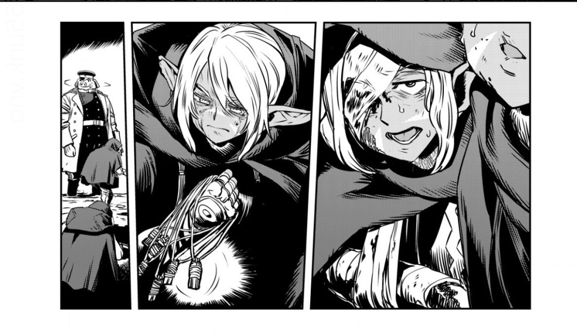 エルフィンドからの脱出行で死んだ同胞の護符を集め持ち帰っていたのは「いつか必ず故郷の白銀樹に還す」なる目的があり。護符は戦士のドックタグみたいなモンはなく赤ん坊ですら持っている。つまり黒水仙ちゃんが掘り当ててしまった小さな頭蓋骨の遺体はまだ幼い子供のもので…?これはキツイ!相当な 