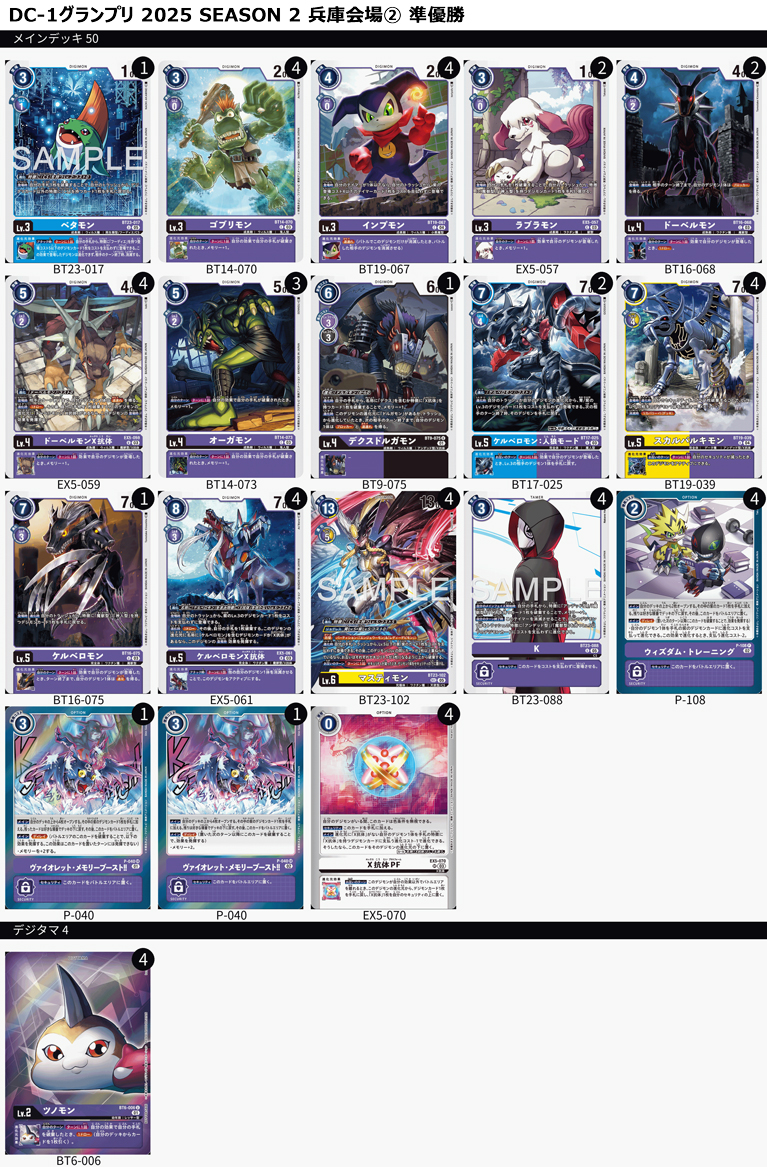 DC-1グランプリ 2025 SEASON 2 兵庫会場②』準優勝デッキを公開！ え