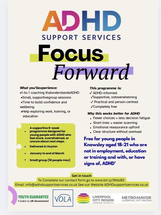 Centivos's tweet photo. Please share this FREE course in @KnowsleyCouncil area. 18-21s with #ADHD Do you know anyone who may benefit https://t.co/G6CpYEN0jb https://t.co/eLlE9Hovl7