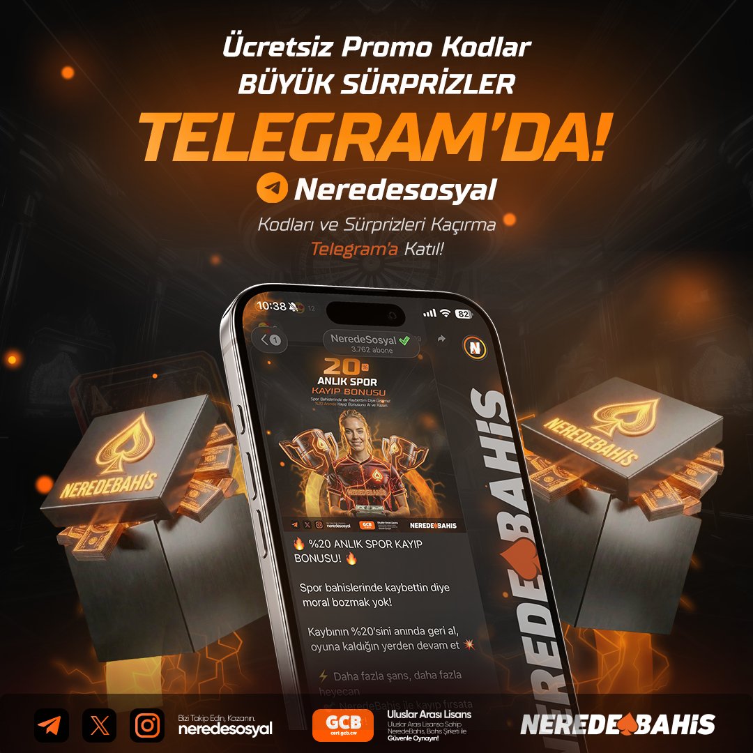 🚨 DİKKAT! GERİ SAYIM BAŞLADI 🚨
⏳ NeredeBahis’te büyük fırsat!
🎯 SAAT 19:00’DA
📲 Telegram’da ÜCRETSİZ FREESPIN AKTİF KODLAR dağıtılıyor!
🎁 + Ekstra HEDİYE PROMO KODU

👥 Sadece 100 kişiyle sınırlı
✅ Tamamen ücretsiz | Net kazanç fırsatı
⏰ Saat: 19:00
📌 Kanalı takip et,