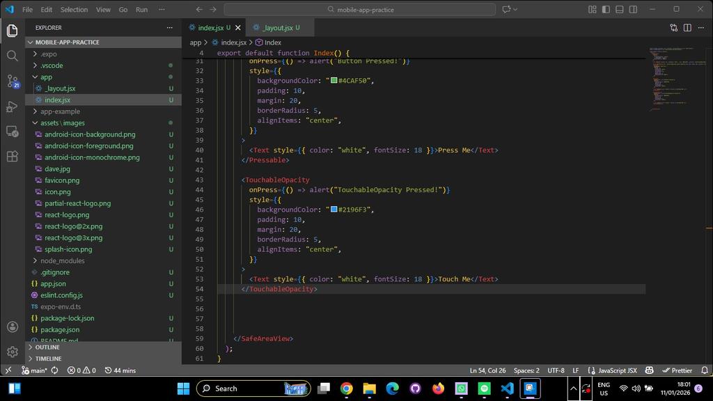 This is the progress on my react native journey, I try out some amazing components react native offers and they were cool.
More to be posted.
Next is to redesign Facebook login page.