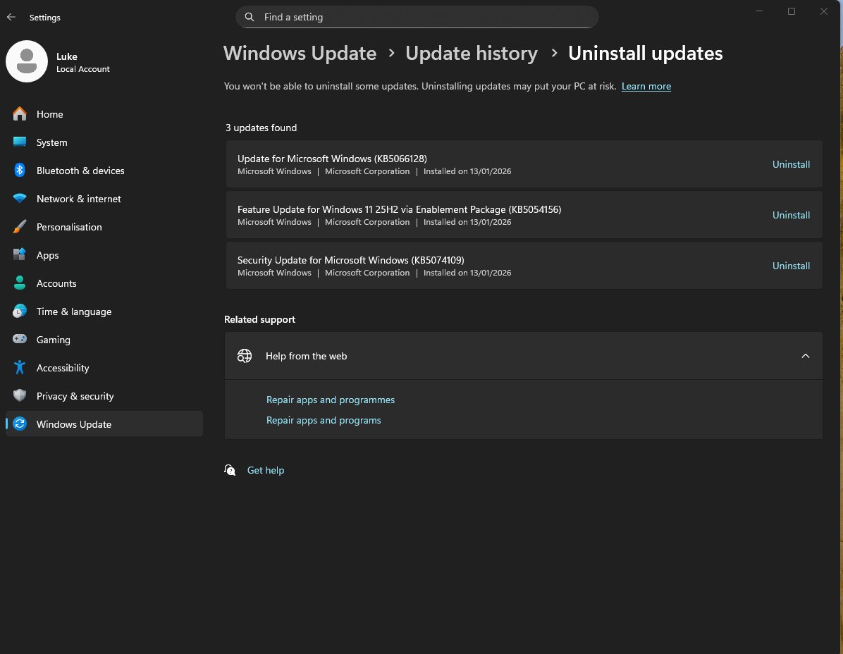 HDOPTI's tweet image. 🚨 NVIDIA GPU FPS drop fix (Windows Update) 🚨

If you updated Windows on Tuesday and have an NVIDIA GPU, you might be losing 15–20 FPS.
The culprit is KB5074109.

Fix:
Settings → Windows Update → Update History → Uninstall Updates
Uninstall KB5074109 → Restart PC ✅

FPS…