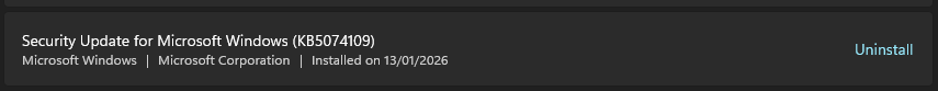 HDOPTI's tweet image. 🚨 NVIDIA GPU FPS drop fix (Windows Update) 🚨

If you updated Windows on Tuesday and have an NVIDIA GPU, you might be losing 15–20 FPS.
The culprit is KB5074109.

Fix:
Settings → Windows Update → Update History → Uninstall Updates
Uninstall KB5074109 → Restart PC ✅

FPS…