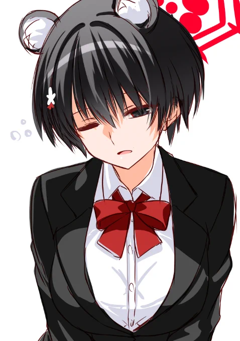 ツバキ練習～ バスガイドスーツでパツパツのツバキが可愛いZzz… #ブルアカ