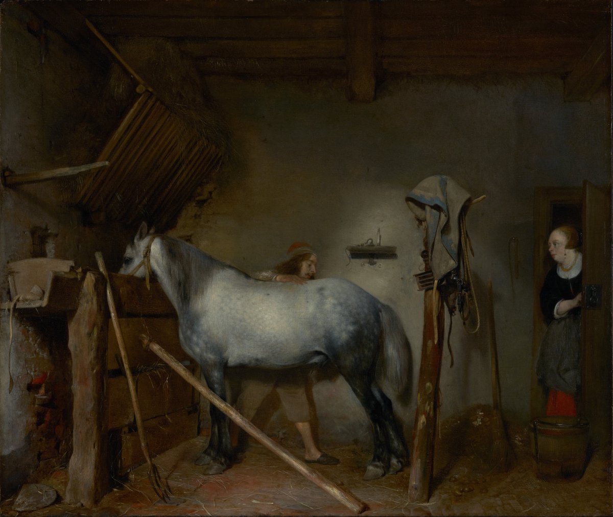Goudriaan2's tweet photo. De paardenstal (The Horse Stable) 
Gerard ter Borch, ca. 1654 #Getty https://t.co/Sp7dGJ9MFQ