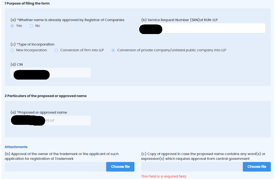 Ticket FO_202601173014643 <a href="/HelpdeskMCA21V3/">Helpdesk-MCA21V3</a> <a href="/MCA21India/">Ministry of Corporate Affairs</a> for simple conversion of Pvt Ltd to LLP.
System showing error
