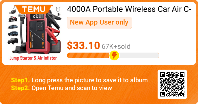 KirkW93's tweet photo. Uncover incredible deals and embrace a seamless shopping spree on Temu! 😊
👉 item link: https://t.co/B7oDm1vxbq
🎉 Exclusive deal[$33.10]
⚠️ Every New App User can only enjoy once
4000A Portable Wireless Car Air Compressor Jump Starter with Air Compressor, Battery Jump ... https://t.co/XRKkPj4jwK