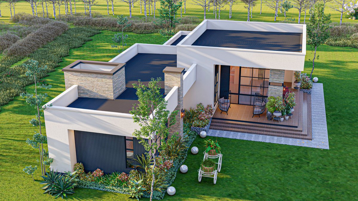 Aerial shot showing the hidden roof.