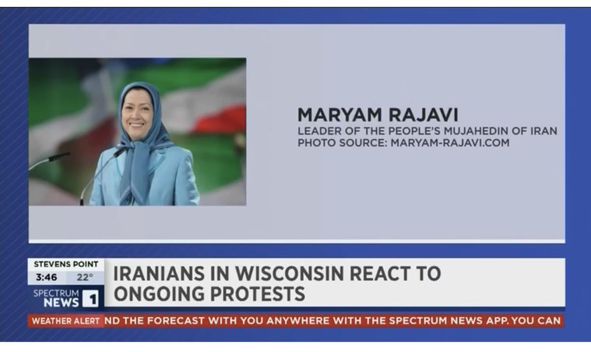 IACWI's tweet image. Iranian American community member shared his view with @SpectrumNews1WI  on the ongoing protests in Iran.
Thousands have been killed &amp;amp; arrested .
Opposition leader, @Maryam_Rajavi calls on the free world to recognize people’s  right to self defense in facing the IRGC.
#FreeIran