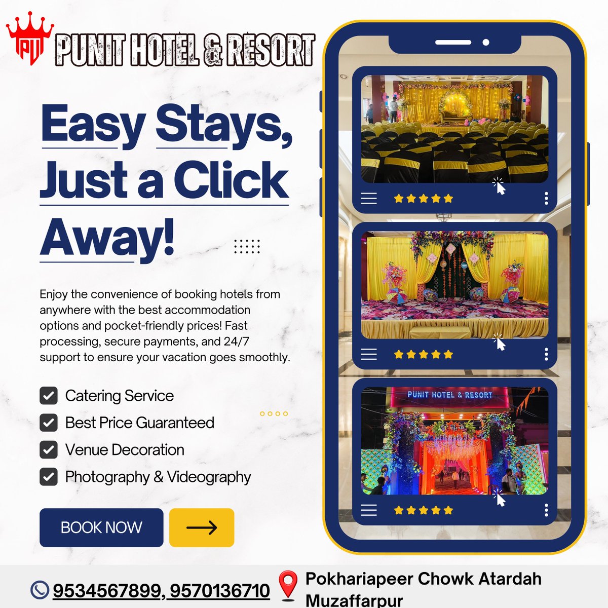 PunitHotel's tweet photo. Easy stays, just a click away! ✨
Plan your perfect stay or celebrate your special moments at Punit Hotel &amp; Resort—

📞 Call Now: 9534567899, 9570136710
📍 Address: Pokhariapeer Chowk, Atardah, Muzaffarpur
🌐 Website: https://t.co/BEGqyFfdJ4
#PunitHotelAndResort #EasyStays https://t.co/IEttNPs65a