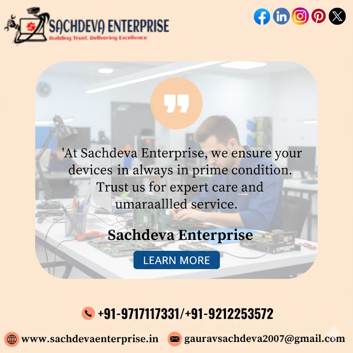 SachdevaEnterpr's tweet photo. 💻 Reliable #IT &amp; Device Care by #SachdevaEnterprise
Expert support. Trusted service. Proven results.
📞 +91 97111 73331 | +91 92122 53572
🌐 https://t.co/fCYRqX4GZH

#ITServices #ComputerAMC #TechSupport https://t.co/OFvnoVj6HX