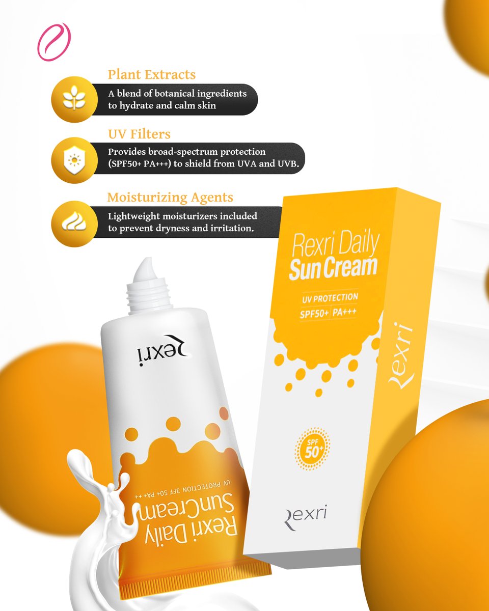 KonjacSkinfood's tweet image. How to use Rexri Daily Sun Cream
Apply generously on clean, dry skin over face &amp;amp; neck
Use as the final step of your AM routine before makeup. Reapply during long sun exposure full day protection.
#RexriSunCream #SPF50 #DailySunscreen #UAESkincare #SunProtection #SkincareRoutine