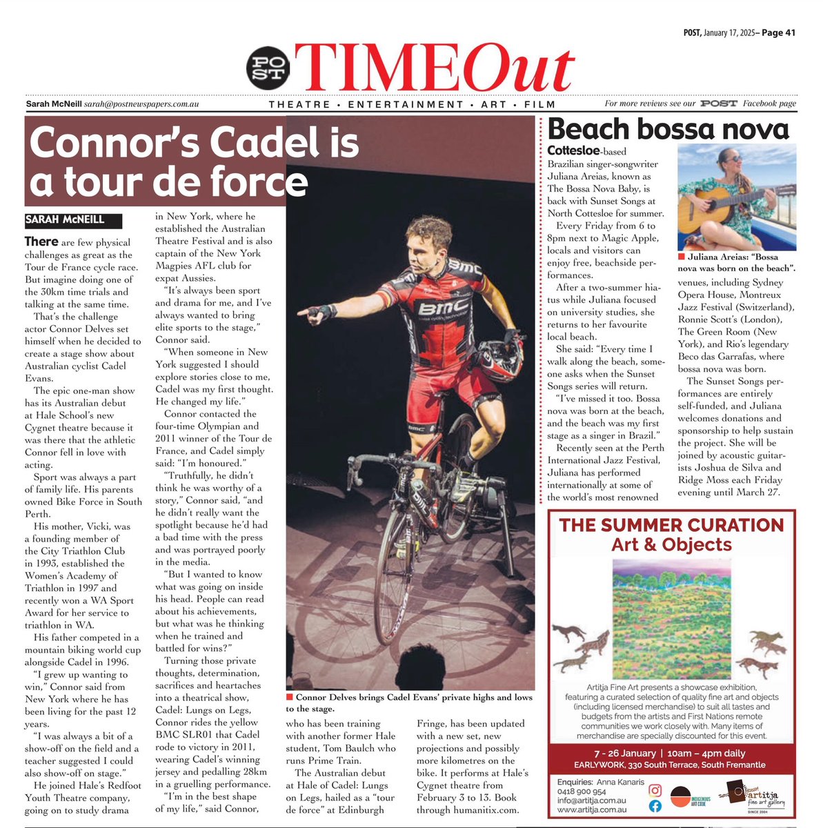 “Connor’s Cadel is a tour de force” - POST - TIME Out 📷 

Another full page feature on our Australian Premiere season in PERTH at the Cygnet Theatre, Hale School.

EXTENDED AGAIN! MUST CLOSE FEB 13!
Limited tickets remain at cadeltheplay.com

#WhatsOnPerth
#PerthEvents